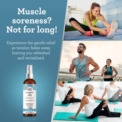 Magnesium Oil Spray for Muscle Relief & Soothing Aches - Quick Absorbing- 2Oz